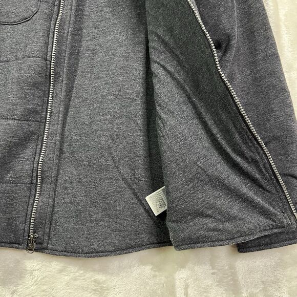 Boy’s XL 14-16 Warm Jacket Hood Packets Gray Double Cotton Jersey Full Zip - Picture 5 of 14